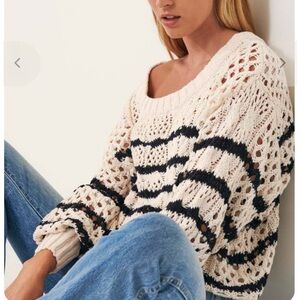 Line The Label Striped Cleo Cable Open Knit Sweater NWT